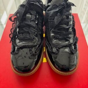 Wishbone Black Patent Leather Lace Sneakers - 7.5